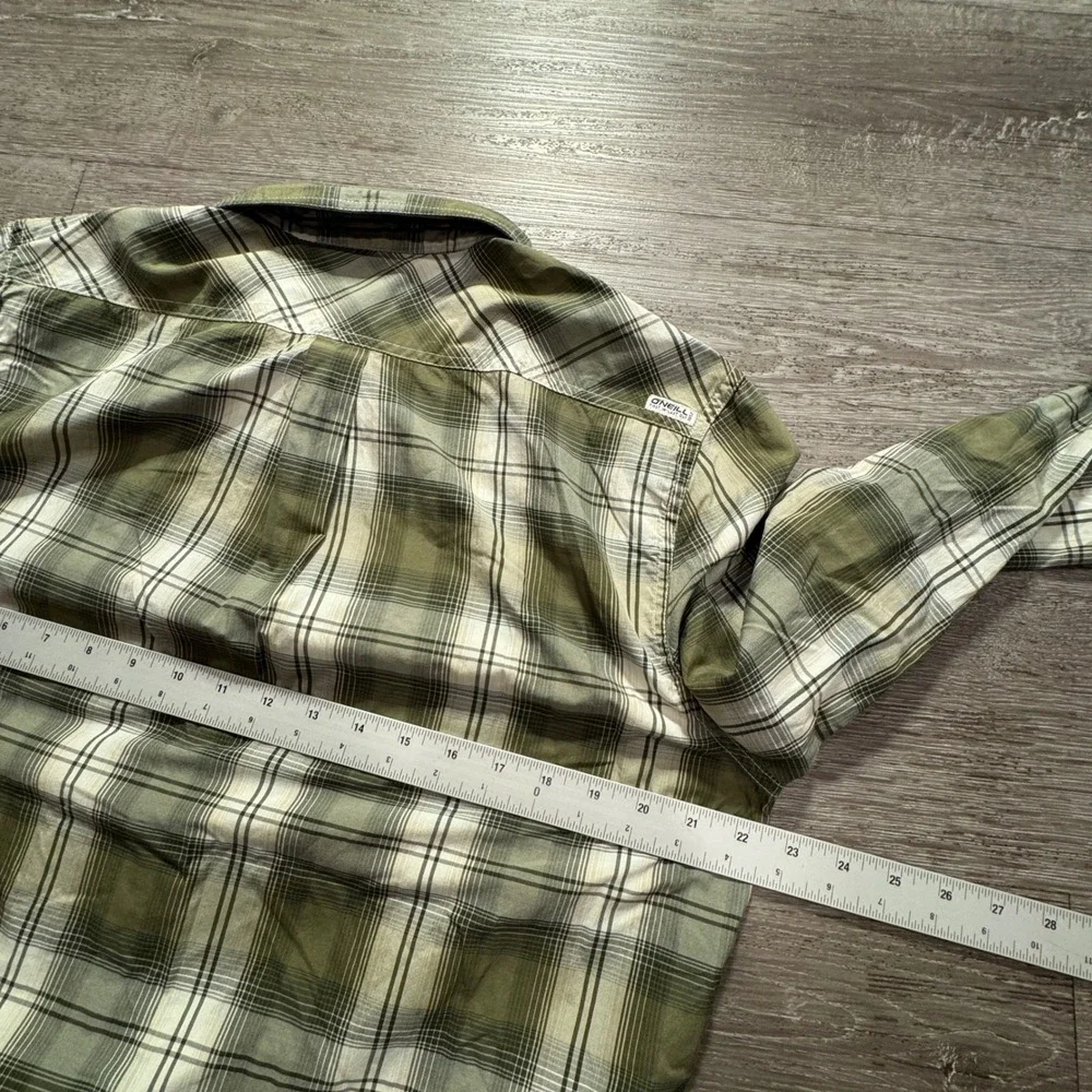 ONeill Shirt Mens M Green Plaid Cotton Woven Performance Outdoor Surf Beach VTG